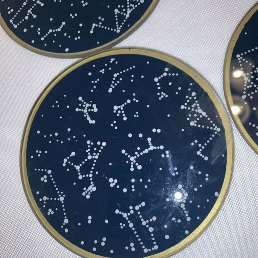 Kate Aspen Under‎ The Stars Glass Coaster with Holder (Set of 4 )